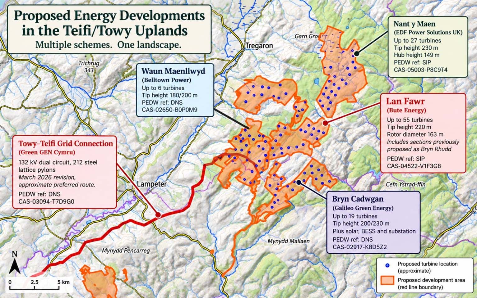 Energy developmants in the Teifi-Towy Uplands